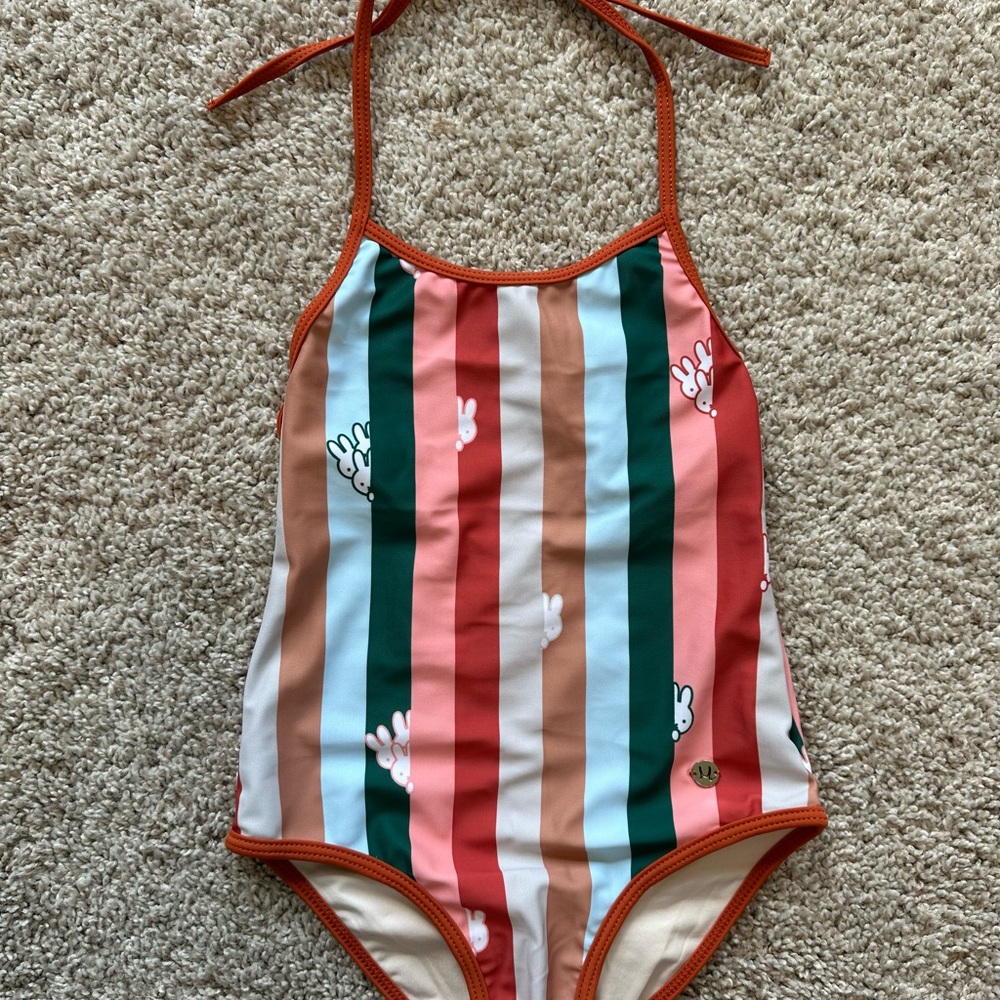 Miffy Kids Colorful Striped Halter Swimsuit